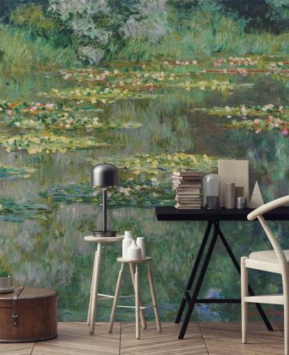 kunsttapet vægmaleri kaldet Le Bassin des Nympheas af Monet til soveværelser, badeværelser og lounger