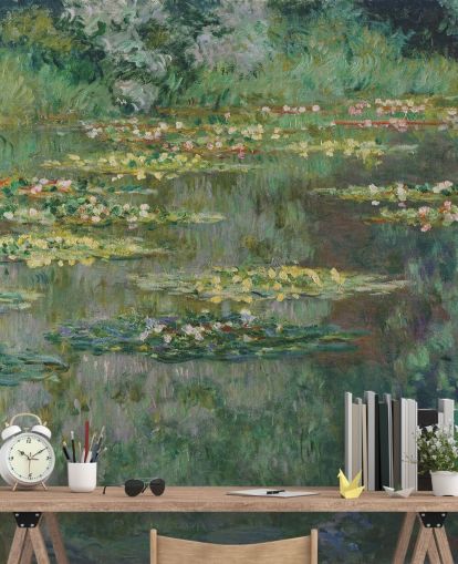 fine art wallpaper mural called Le Bassin des Nympheas by Monet for bedrooms, bathrooms and lounges