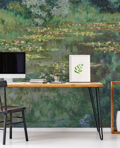 Kunsttapete mit dem Titel Le Bassin des Nympheas von Monet für Schlafzimmer, Badezimmer und Lounges