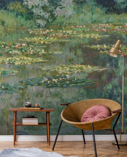 papier peint mural d'art appelé Le Bassin des Nymphéas de Monet pour les chambres, les salles de bain et les salons