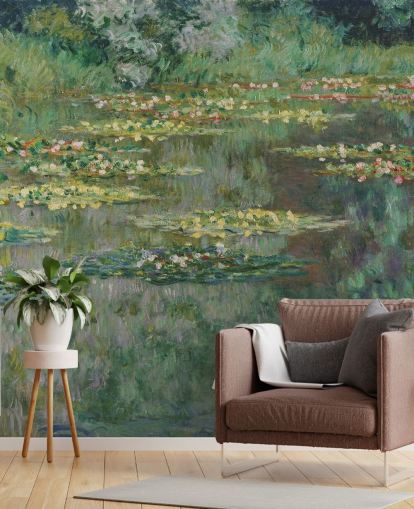 konsttapet väggmålning som heter Le Bassin des Nympheas av Monet för sovrum, badrum och lounger