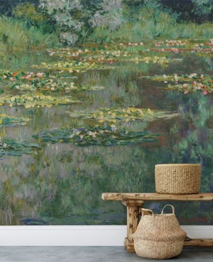 konsttapet väggmålning som heter Le Bassin des Nympheas av Monet för sovrum, badrum och lounger