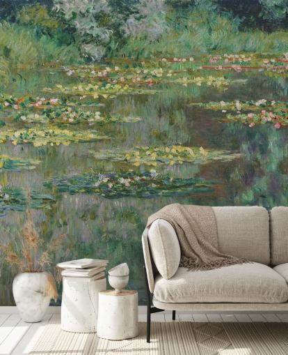 papier peint mural d'art appelé Le Bassin des Nymphéas de Monet pour les chambres, les salles de bain et les salons