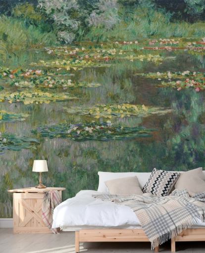 papier peint mural d'art appelé Le Bassin des Nymphéas de Monet pour les chambres, les salles de bain et les salons