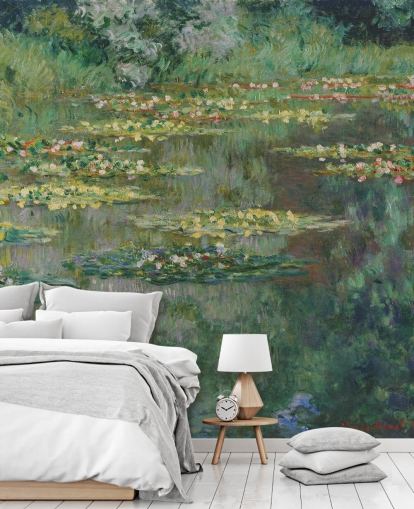 konsttapet väggmålning som heter Le Bassin des Nympheas av Monet för sovrum, badrum och lounger