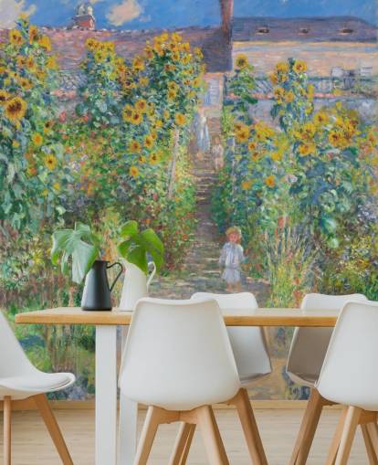 fine art wallpaper called The Artist's Garden at Vetheuil by Claude Monet for bedrooms and living rooms fine art wallpaper called The Artist's Garden at Vetheuil by Claude Monet for bedrooms and living rooms