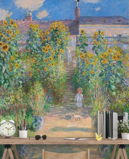 Claude Monet'n taide-taustakuva nimeltä Taiteilijan puutarha Vetheuilissa makuuhuoneisiin ja olohuoneisiin