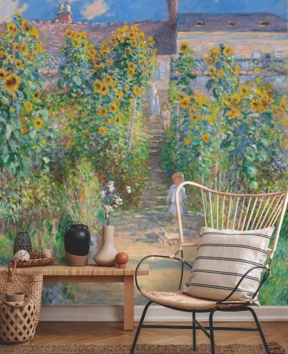 fine art wallpaper called The Artist's Garden at Vetheuil by Claude Monet for bedrooms and living rooms fine art wallpaper called The Artist's Garden at Vetheuil by Claude Monet for bedrooms and living rooms