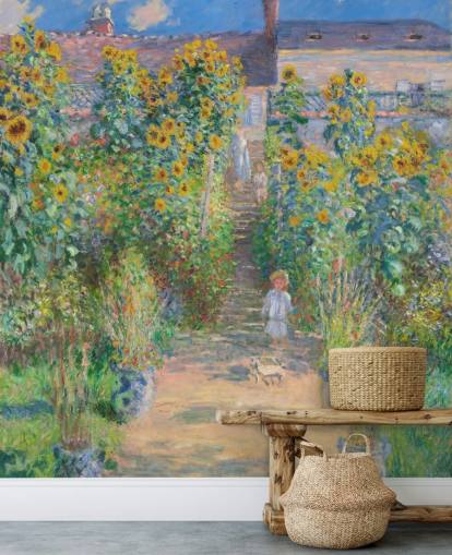 fine art wallpaper called The Artist's Garden at Vetheuil by Claude Monet for bedrooms and living rooms fine art wallpaper called The Artist's Garden at Vetheuil by Claude Monet for bedrooms and living rooms