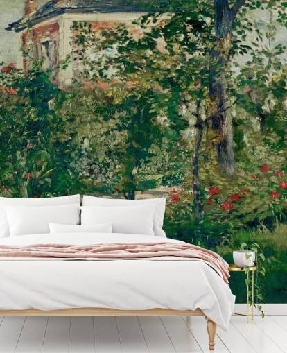 konsttapet väggmålning som heter The Garden at Bellevue av Edouard Manet för sovrum och vardagsrum