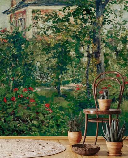 kunsttapet veggmaleri kalt The Garden at Bellevue av Edouard Manet for soverom og stuer