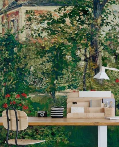 carta da parati fine art chiamata The Garden at Bellevue di Edouard Manet per camere da letto e salotti