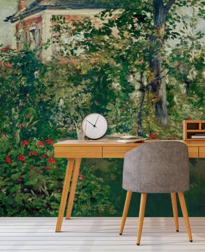 fine art wallpaper mural called The Garden at Bellevue by Edouard Manet for bedrooms and living rooms fine art wallpaper mural called The Garden at Bellevue by Edouard Manet for bedrooms and living rooms