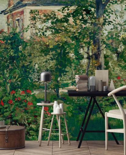Kunsttapete mit dem Titel The Garden at Bellevue von Edouard Manet für Schlafzimmer und Wohnzimmer Kunsttapete mit dem Titel The Garden at Bellevue von Edouard Manet für Schlafzimmer und Wohnzimmer