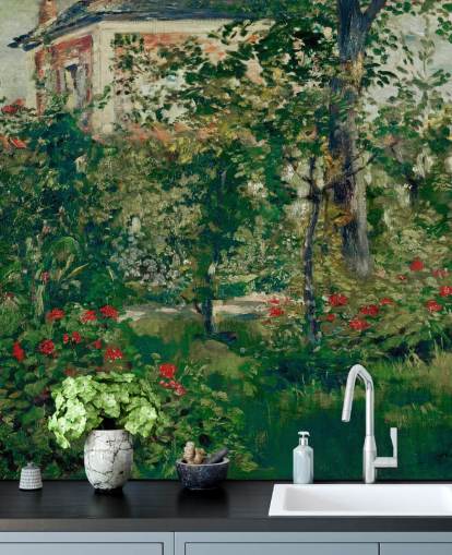 kunsttapet veggmaleri kalt The Garden at Bellevue av Edouard Manet for soverom og stuer kunsttapet veggmaleri kalt The Garden at Bellevue av Edouard Manet for soverom og stuer