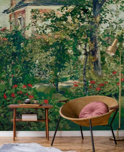 Kunsttapete mit dem Titel The Garden at Bellevue von Edouard Manet für Schlafzimmer und Wohnzimmer