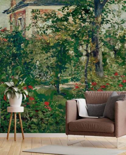 Kunsttapete mit dem Titel The Garden at Bellevue von Edouard Manet für Schlafzimmer und Wohnzimmer Kunsttapete mit dem Titel The Garden at Bellevue von Edouard Manet für Schlafzimmer und Wohnzimmer