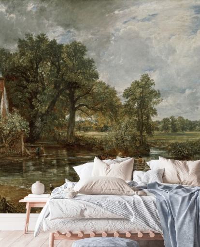 mural de papel de parede de belas artes chamado The Hay Wain de John Constable para salas de estar, quartos e salas de jantar mural de papel de parede de belas artes chamado The Hay Wain de John Constable para salas de estar, quartos e salas de jantar