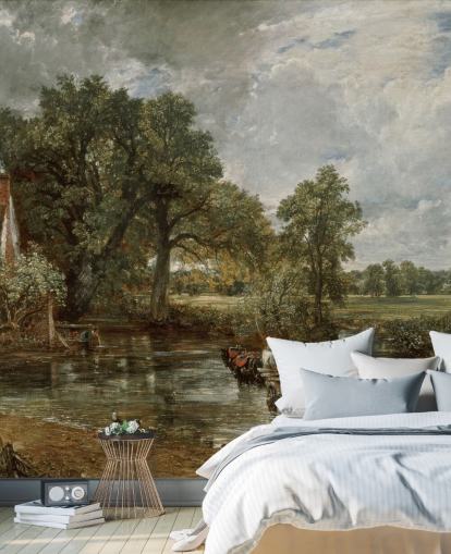 fine art wallpaper mural called The Hay Wain by John Constable for living rooms, bedrooms and dining rooms