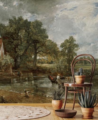 mural de papel pintado de bellas artes llamado The Hay Wain de John Constable para salas de estar, dormitorios y comedores