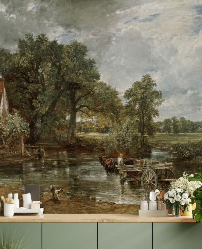 kunsttapet vægmaleri kaldet The Hay Wain af John Constable til stuer, soveværelser og spisestuer