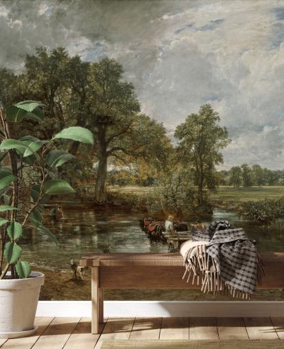 mural de papel pintado de bellas artes llamado The Hay Wain de John Constable para salas de estar, dormitorios y comedores