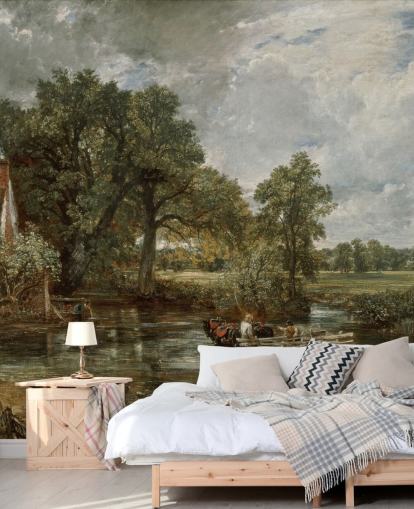 mural de papel de parede de belas artes chamado The Hay Wain de John Constable para salas de estar, quartos e salas de jantar