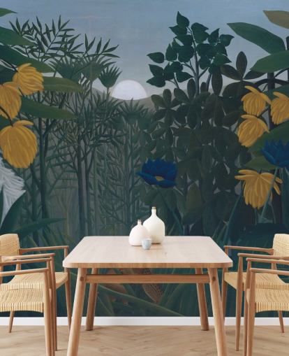 carta da parati murale d'arte chiamata The Repast of the Lion di Henri Rousseau carta da parati murale d'arte chiamata The Repast of the Lion di Henri Rousseau