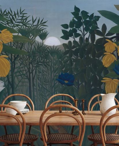 fine art wallpaper mural called The Repast of the Lion by Henri Rousseau
