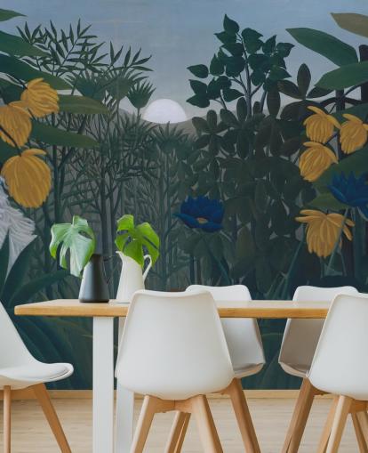 papier peint mural d'art intitulé Le Repast of the Lion par Henri Rousseau