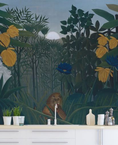 papier peint mural d'art intitulé Le Repast of the Lion par Henri Rousseau
