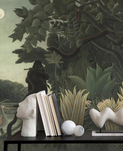 carta da parati fine art chiamata The Snake Charmer di Henri Rousseau per salotti e camere da letto carta da parati fine art chiamata The Snake Charmer di Henri Rousseau per salotti e camere da letto