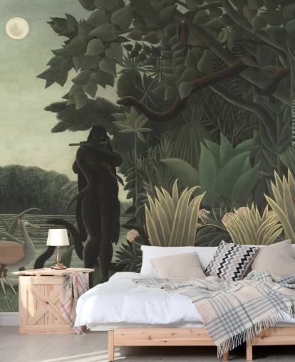 papier peint mural d'art intitulé The Snake Charmer d'Henri Rousseau pour les salons et les chambres papier peint mural d'art intitulé The Snake Charmer d'Henri Rousseau pour les salons et les chambres