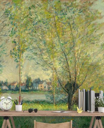 mural de pared de bellas artes llamado Los sauces de Claude Monet para dormitorios y salones