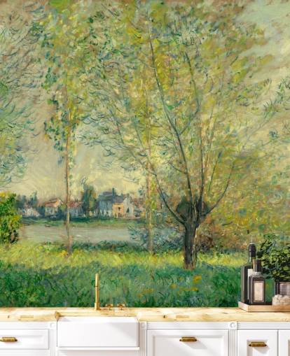 konstväggmålning kallad The Willows av Claude Monet för sovrum och lounger