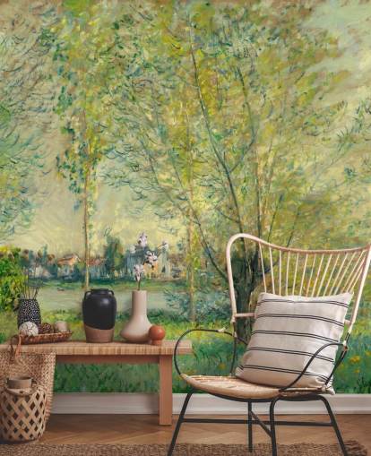 Kunsttapete mit dem Titel The Willows von Claude Monet für Schlafzimmer und Lounges Kunsttapete mit dem Titel The Willows von Claude Monet für Schlafzimmer und Lounges