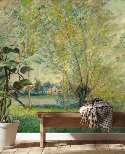 mural de pared de bellas artes llamado Los sauces de Claude Monet para dormitorios y salones