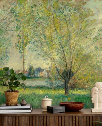 Kunsttapete mit dem Titel The Willows von Claude Monet für Schlafzimmer und Lounges
