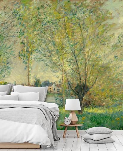 kunstmuurschildering genaamd The Willows van Claude Monet voor slaapkamers en lounges