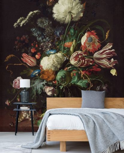 fine art wallpaper mural called Vase of Flowers by Jan Davidsz de Heem for bedrooms, lounges and dining rooms