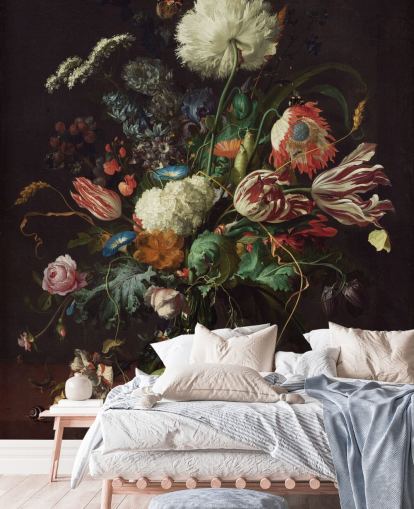 fine art wallpaper mural called Vase of Flowers by Jan Davidsz de Heem for bedrooms, lounges and dining rooms