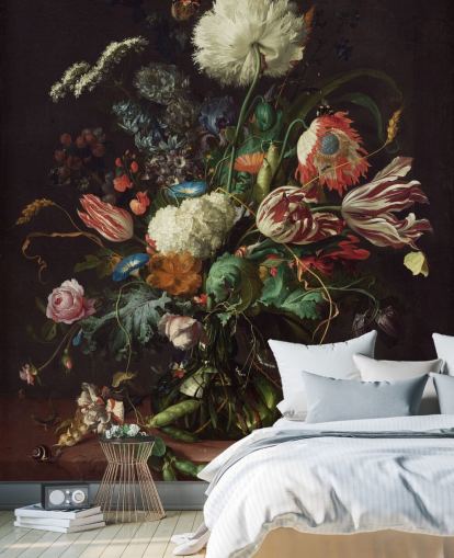 carta da parati fine art chiamata Vase of Flowers di Jan Davidsz de Heem per camere da letto, salotti e sale da pranzo