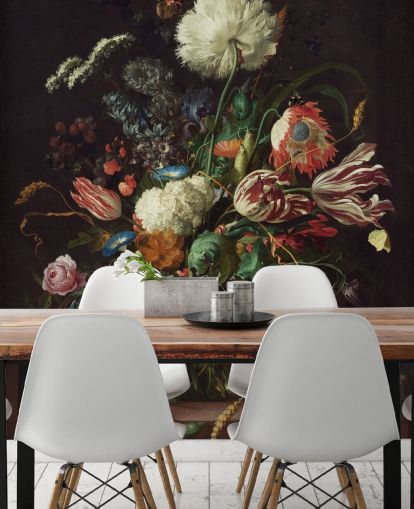 carta da parati fine art chiamata Vase of Flowers di Jan Davidsz de Heem per camere da letto, salotti e sale da pranzo