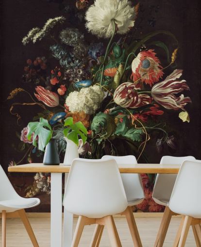 fine art wallpaper mural called Vase of Flowers by Jan Davidsz de Heem for bedrooms, lounges and dining rooms