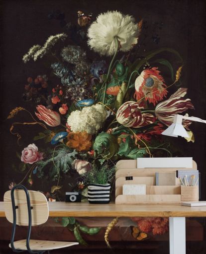 carta da parati fine art chiamata Vase of Flowers di Jan Davidsz de Heem per camere da letto, salotti e sale da pranzo