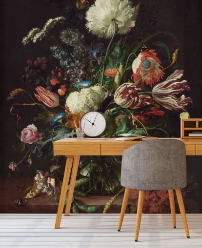 konsttapet väggmålning kallad Vase of Flowers av Jan Davidsz de Heem för sovrum, lounger och matsalar konsttapet väggmålning kallad Vase of Flowers av Jan Davidsz de Heem för sovrum, lounger och matsalar