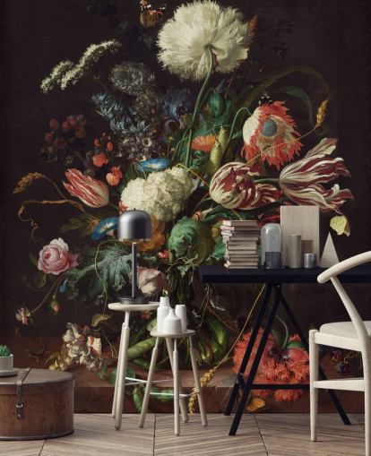 carta da parati fine art chiamata Vase of Flowers di Jan Davidsz de Heem per camere da letto, salotti e sale da pranzo