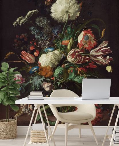 kunsttapet veggmaleri kalt Vase of Flowers av Jan Davidsz de Heem for soverom, salonger og spisestuer kunsttapet veggmaleri kalt Vase of Flowers av Jan Davidsz de Heem for soverom, salonger og spisestuer