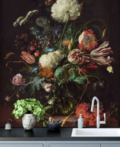 carta da parati fine art chiamata Vase of Flowers di Jan Davidsz de Heem per camere da letto, salotti e sale da pranzo