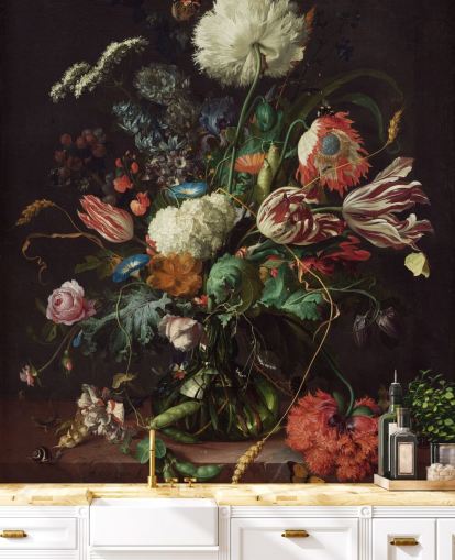 konsttapet väggmålning kallad Vase of Flowers av Jan Davidsz de Heem för sovrum, lounger och matsalar